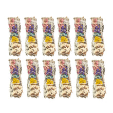 Load image into Gallery viewer, 12pk White Sage w/Assorted Flower Smudge Stick on a white background - Down To Earth