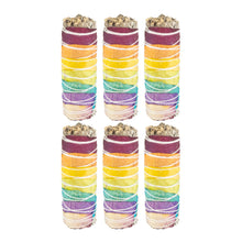 Load image into Gallery viewer, 6pk 7 Chakra White Sage Smudge Stick on a white background - Down To Earth