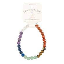 Load image into Gallery viewer, 6mm 7 Chakra Healing Bracelet with packaging displayed on a white background - Down To Earth