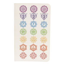 Load image into Gallery viewer, 7 Chakra Blank Notebook front facing on a white background - Down To Earth