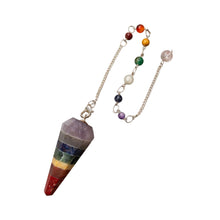Load image into Gallery viewer, 7 Chakra Faceted Pendulum with 7 Chakra Stones - Down To Earth