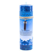 Load image into Gallery viewer, Abundance Blue Goldstone Crystal Energy Pillar Candle - Down To Earth
