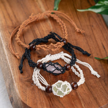 Load image into Gallery viewer, Adjustable Crystal Holder Bracelet on a wooden surface high angle - Down to Earth