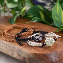 Load image into Gallery viewer, Adjustable Crystal Holder Bracelet on a wooden surface low angle - Down to Earth