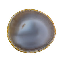 Load image into Gallery viewer, "Light gray and blue Agate Slice on a white background," - Down to Earth.
