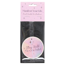 Load image into Gallery viewer, Peach Stay Wild Moonchild Air Freshener in packaging on a white background - Down to Earth