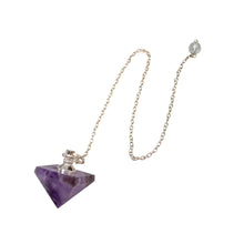 Load image into Gallery viewer, "Amethyst Pyramid Pendulum on a white background," - Down to Earth.