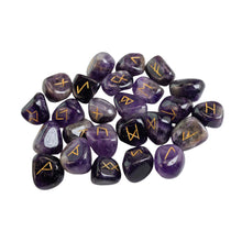 Load image into Gallery viewer, "Amethyst Rune Set with gold emblem accents on a white background," - Down to Earth.