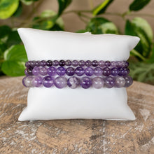 Load image into Gallery viewer, Amethyst Crystal Energy Bracelets 4mm, 6mm and 8mm - Down To Earth Stretch Bracelets