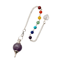 Load image into Gallery viewer, AmethystSephorotonPendulumwith7ChakraStones