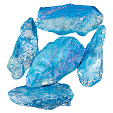 Load image into Gallery viewer, Blue Aura Quartz Raw on a white background - Down to Earth