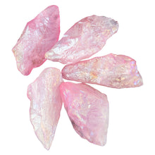 Load image into Gallery viewer, Rose Aura Quartz Raw on a white background - Down to Earth