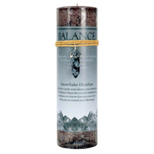 Load image into Gallery viewer, Balance Snowflake Obsidian Crystal Energy Pillar Candle - Down To Earth