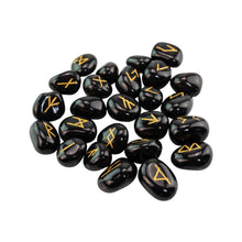 Load image into Gallery viewer, "Side angle of Black Obsidian Runes on a white background," - Down to Earth.