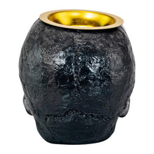 Load image into Gallery viewer, Black Skull Candle Holder back side displayed on a white background - Down To Earth