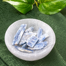 Load image into Gallery viewer, Blue Kyanite Blades in Selenite Bowl - Down To Earth