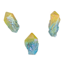 Load image into Gallery viewer, Blue & Yellow Aura Quartz Point on a white background - Down To Earth