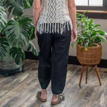 Load image into Gallery viewer, Boho Pants with Pockets Black color back angle styled photo - Down to Earth