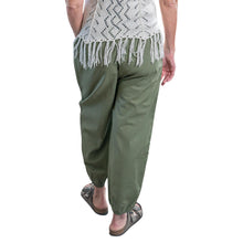 Load image into Gallery viewer, Boho Pants with Pockets Black green studio photo back angle - Down to Earth