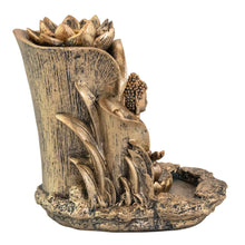 Load image into Gallery viewer, Bronze Buddha Backflow Incense Burner side facing displayed on a white background - Down To Earth