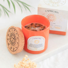 Load image into Gallery viewer, Capricorn Zodiac Candle with Crystals and Matching Gift Box Styled Photo - Down To Earth