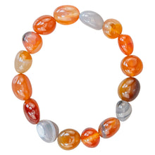 Load image into Gallery viewer, Carnelian Tumbled Crystal Bracelet top down displayed on a white background - Down to Earth