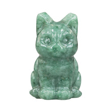 Load image into Gallery viewer, Green Aventurine Cat Statue on a white background front angle studio photo - Down to Earth