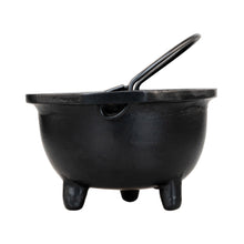 Load image into Gallery viewer, Cast Iron 6” Plain Cauldron on a white background side angle - Down to Earth