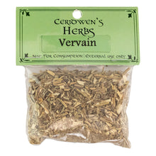 Load image into Gallery viewer, Ceridwen's Vervain Herbs packaging on front side on a white background - Down To Earth