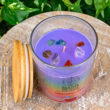Load image into Gallery viewer, "Top-down view of a Chakra Crystal Candle made by Earth's Elements Wellness," - Down to Earth.