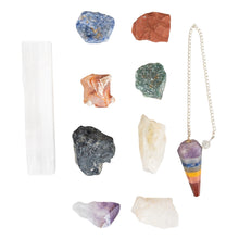 Load image into Gallery viewer, Chakra Balancing & Healing Kit Raw on a white background parts separated - Down to Earth