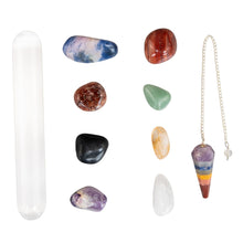 Load image into Gallery viewer, Chakra Balancing & Healing Kit Tumbled on a white background parts separated - Down to Earth