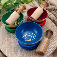 Load image into Gallery viewer, Chakra Singing Bowls Styled Photo of 3 different ones - Down To Earth