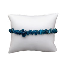 Load image into Gallery viewer, "Blue Apatite Chip Bracelet on a white pillow," - Down to Earth.