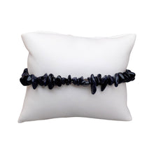 Load image into Gallery viewer, "Blue Goldstone Chip Bracelet on a white pillow," - Down to Earth.