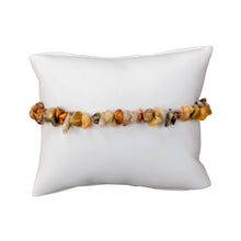 Load image into Gallery viewer, "Crazy Lace Agate Chip Bracelet on a white pillow," - Down to Earth.