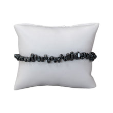 Load image into Gallery viewer, "Hematite Chip Bracelet on a white pillow," - Down to Earth.