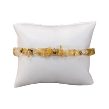 Load image into Gallery viewer, "Rutilated Quartz Chip Bracelet on a white pillow," - Down to Earth.