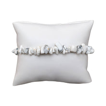 Load image into Gallery viewer, "White Howlite Chip Bracelet on a white pillow," - Down to Earth.