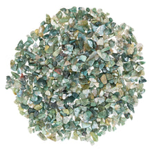 Load image into Gallery viewer, Green Moss Agate Crystal Chips on a white background studio photo - Down to Earth
