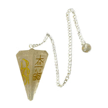 Load image into Gallery viewer, Clear Quartz Reiki Faceted Pendulum Side Angle - Down To Earth