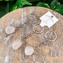Load image into Gallery viewer, Clear Quartz Tumbled Crystal Keychains Styled Photo - Down To Earth
