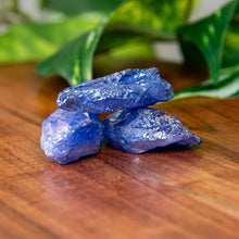 Load image into Gallery viewer, Cobalt Aura Quartz Raw on a wooden surface - Down to Earth