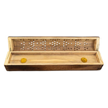 Load image into Gallery viewer, "Octagon Coffin Incense Burner with an open lid on a white background," - Down to Earth.
