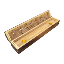 Load image into Gallery viewer, "Octagon Coffin Incense Burner with an open lid on a white background," - Down to Earth.
