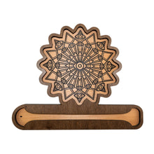 Load image into Gallery viewer, "Top-down view of an Evil Eye Crystal Grid Incense Holder on a white background," - Down to Earth.