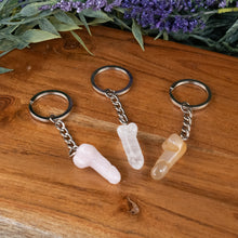 Load image into Gallery viewer, Crystal Phallus Keychain group photo on a style background - Down To Earth