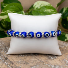 Load image into Gallery viewer, Dark Blue Evil Eye Stretch Bracelet - Down To Earth