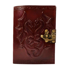 Load image into Gallery viewer, Double Dragon Leather Journal Front - Down To Earth