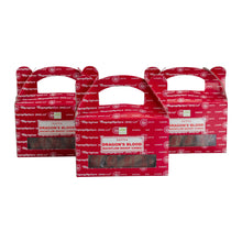 Load image into Gallery viewer, "Three packages of Satya Dragon's Blood Backflow Dhoop Cones on a white background," - Down to Earth.